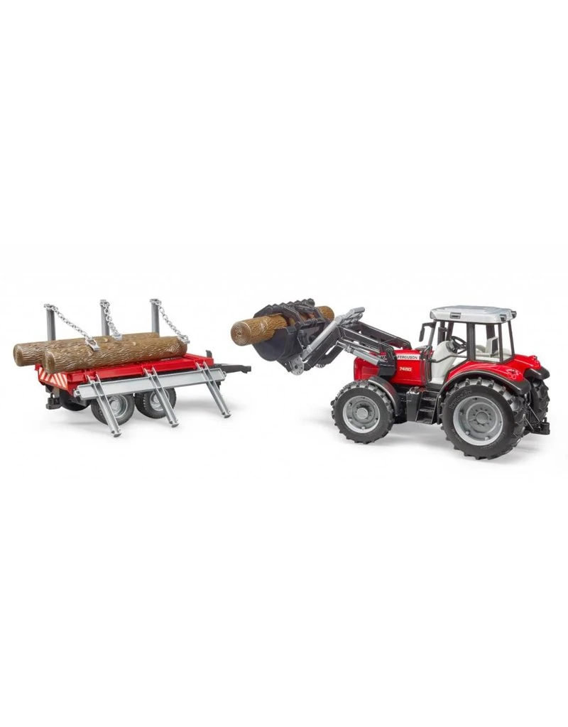 Bruder 2046 - Massey Ferguson 7480 Met Frontlader En Houttransport Aanhanger 6 Bruder 2046 - Massey Ferguson 7480 Met Frontlader En Houttransport Aanhanger - Afbeelding 4