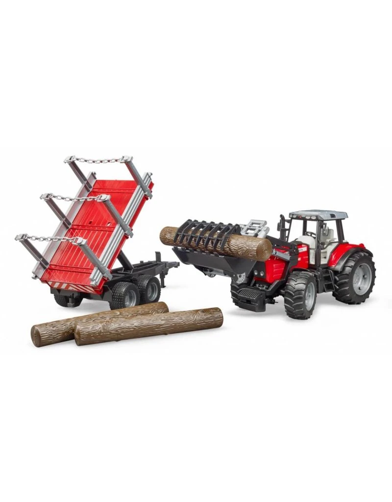Bruder 2046 - Massey Ferguson 7480 Met Frontlader En Houttransport Aanhanger 7 Bruder 2046 - Massey Ferguson 7480 Met Frontlader En Houttransport Aanhanger - Afbeelding 5