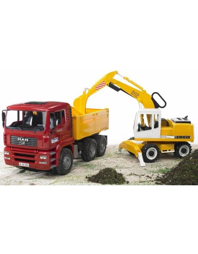 Bruder 2751 - MAN Vrachtwagen Met Liebherr Graafmachine 4 Bruder 2751 - MAN Vrachtwagen Met Liebherr Graafmachine - Afbeelding 2