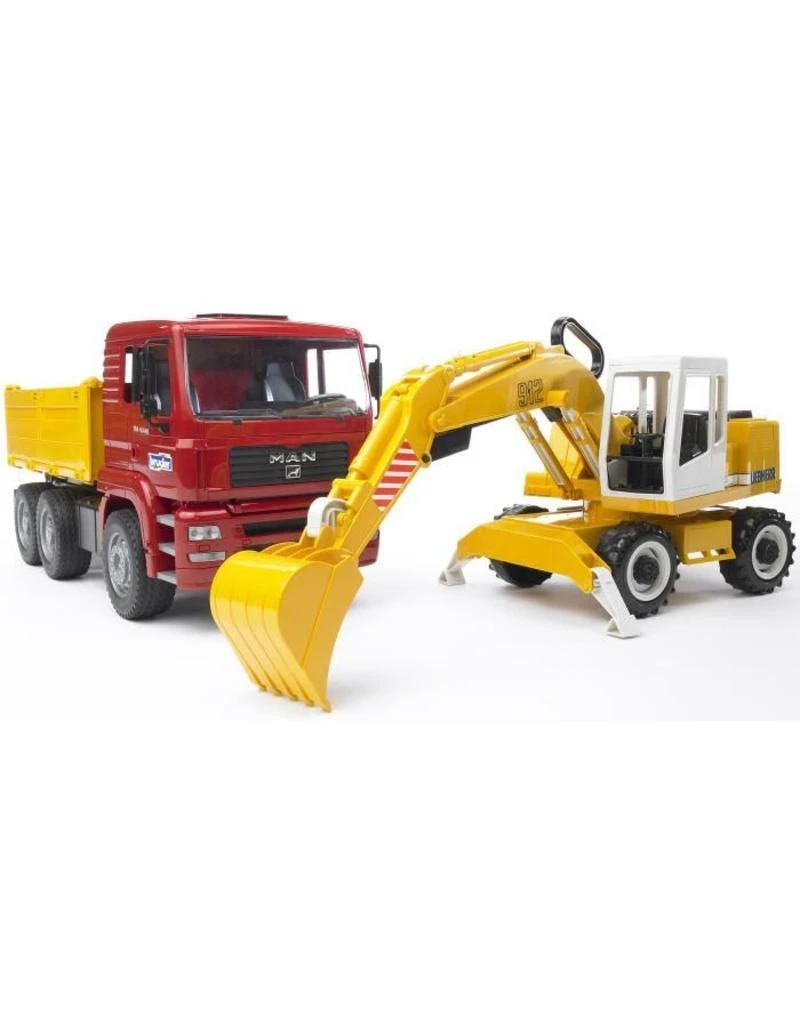 Bruder 2751 - MAN Vrachtwagen Met Liebherr Graafmachine 3 Bruder 2751 - MAN Vrachtwagen Met Liebherr Graafmachine