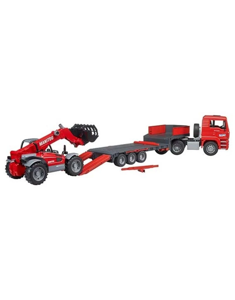 Bruder 2774 - MAN TGA Dieplader Met Manitou 3 Bruder 2774 - MAN TGA Dieplader Met Manitou