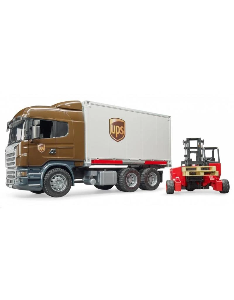 Bruder 3581 - Scania R-vrachtwagen UPS Met Heftruck 5 Bruder 3581 - Scania R-vrachtwagen UPS Met Heftruck - Afbeelding 3
