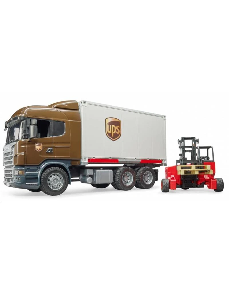 Bruder 3581 - Scania R-vrachtwagen UPS Met Heftruck 3 Bruder 3581 - Scania R-vrachtwagen UPS Met Heftruck