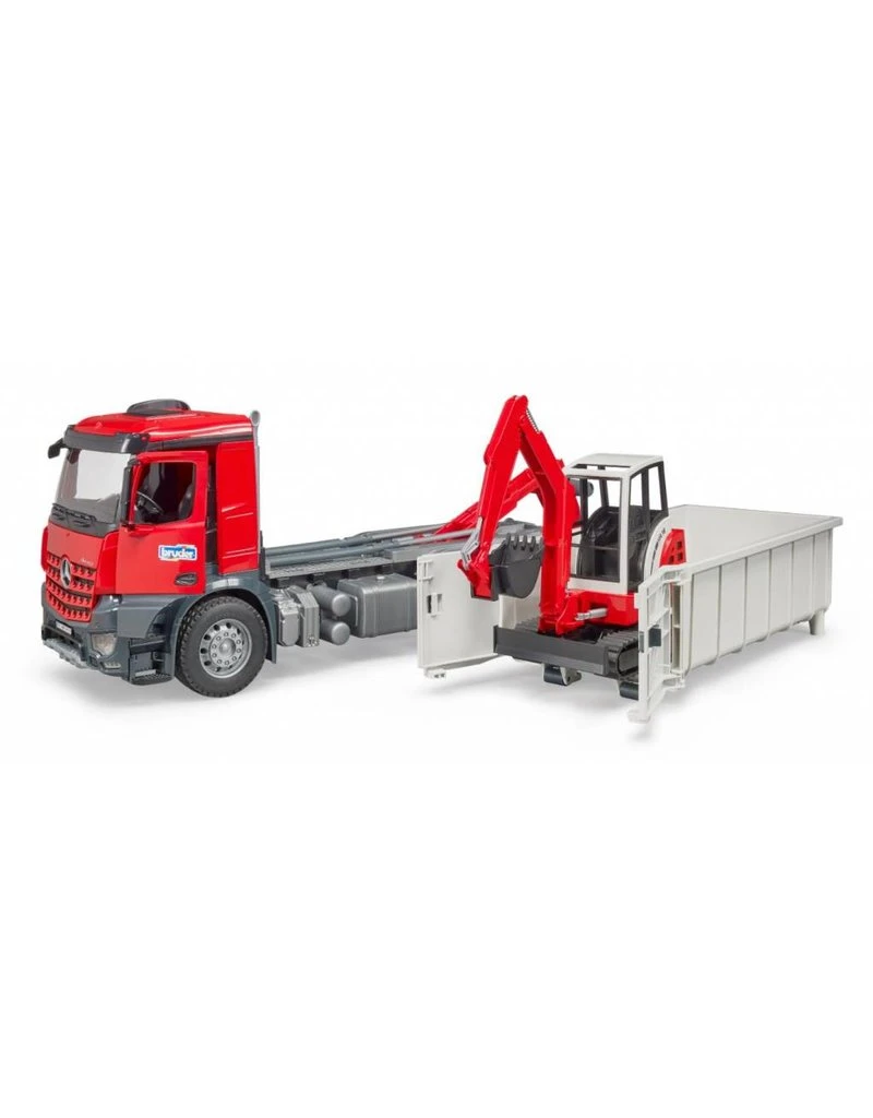Bruder 3624 - MB Arocs Met Afrolcontainer En Schaeff HR16 Minibagger 6 Bruder 3624 - MB Arocs Met Afrolcontainer En Schaeff HR16 Minibagger - Afbeelding 4