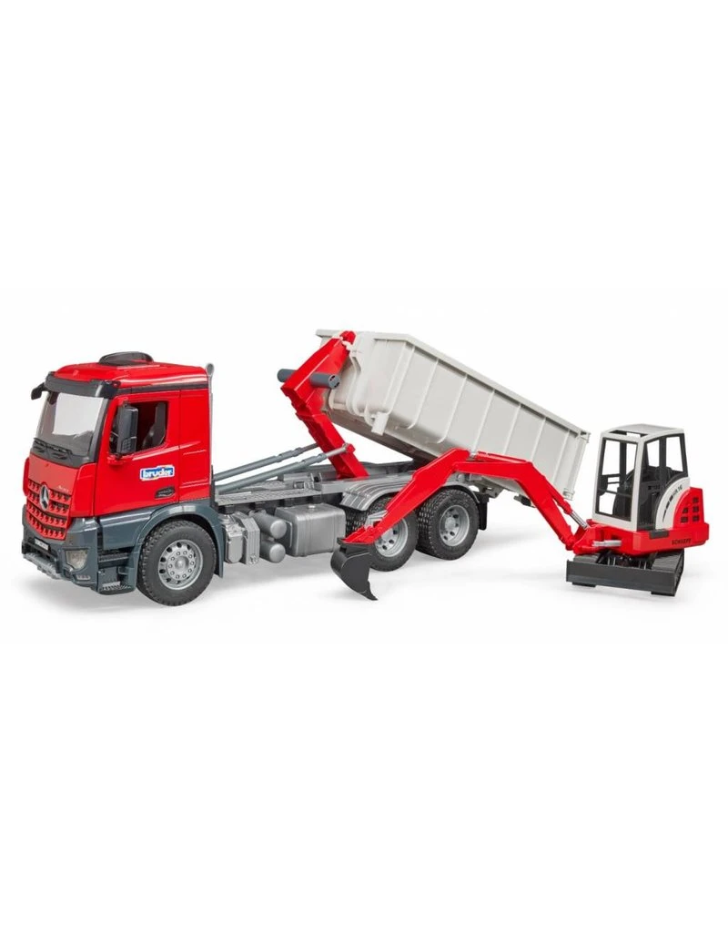 Bruder 3624 - MB Arocs Met Afrolcontainer En Schaeff HR16 Minibagger 7 Bruder 3624 - MB Arocs Met Afrolcontainer En Schaeff HR16 Minibagger - Afbeelding 5