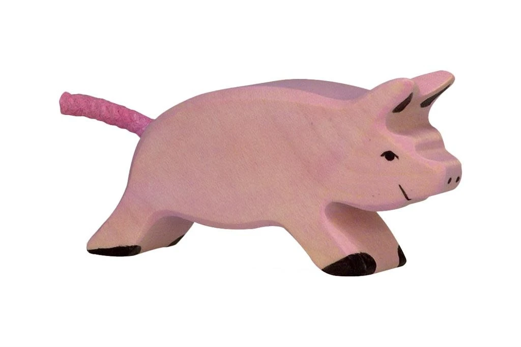 Holztiger Boerderij: biggetje lopend 8x2x4cm, hout 3 Holztiger Boerderij: biggetje lopend 8x2x4cm, hout