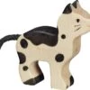 Holztiger Boerderij: kat klein, zwart En Wit 7x2x7,5cm, hout