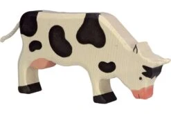 Holztiger Boerderij: koe grazend, zwart 19x3x11cm, hout
