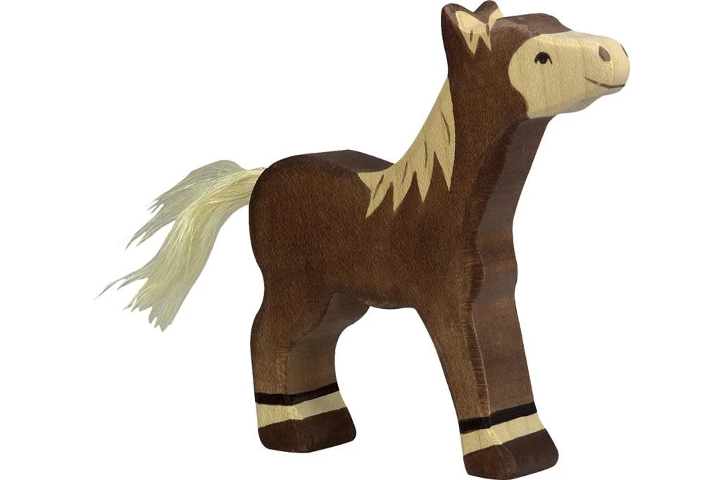 Holztiger Boerderij: veulen staand, donkerbruin 12x2x12cm, hout 3 Holztiger Boerderij: veulen staand, donkerbruin 12x2x12cm, hout