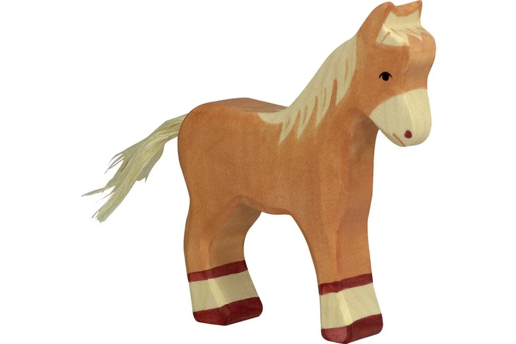 Holztiger Boerderij: veulen staand, lichtbruin 11x2x13cm, hout 3 Holztiger Boerderij: veulen staand, lichtbruin 11x2x13cm, hout