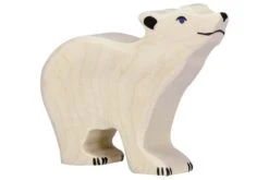 Holztiger Zeedieren: ijsbeer klein, kop omhoog 10x2x8cm, hout