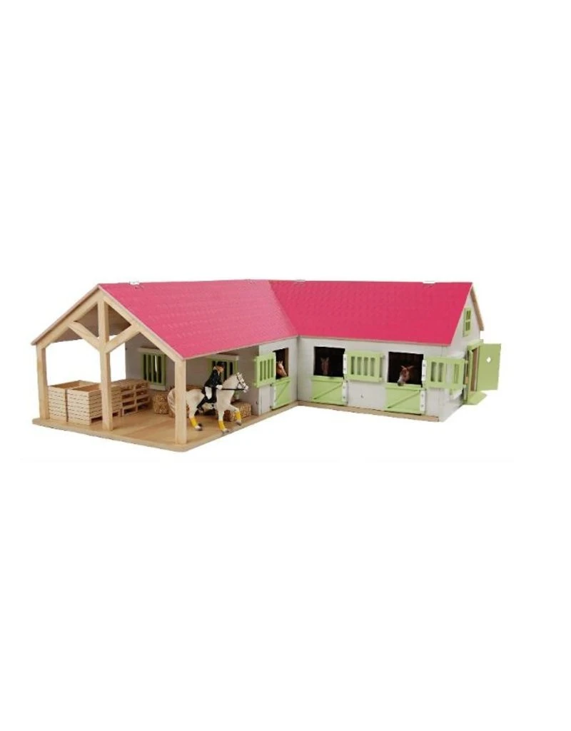Kids Globe 610210 - Paardenhoekstal Met3 Boxen En Berging1:24 Wit/roze (geschikt Voor Schleich) 3 Kids Globe 610210 - Paardenhoekstal Met3 Boxen En Berging1:24 Wit/roze (geschikt Voor Schleich)
