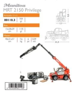 Ros 80110.3 - Manitou MRT2150+ MANISCOPIC Verreiker Met Diverse Accessoire 1:32 -Speelgoed Promotie ros ros 801103 manitou mrt2150 maniscopic verreike 3