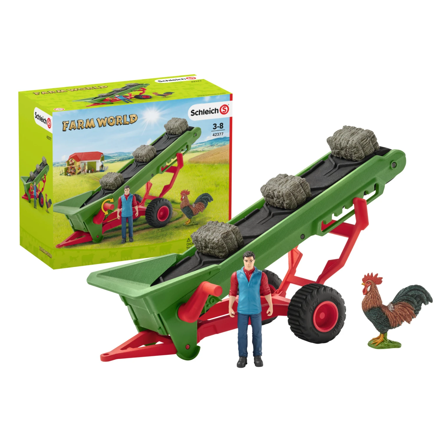 Schleich Schleich Farm World - Hooi Transportband Met Boer 4 Schleich Schleich Farm World - Hooi Transportband Met Boer - Afbeelding 2